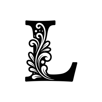 An ornate letter L is adorned with intricate floral patterns, giving it an elegant and sophisticated appearance. cutouts png