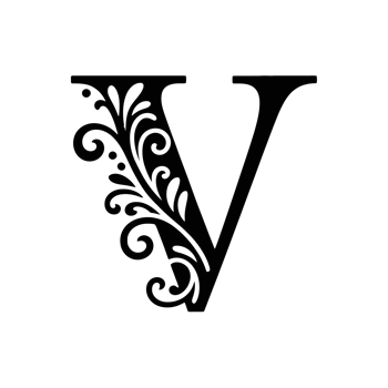 An ornate letter V is adorned with intricate floral patterns, giving it an elegant and sophisticated appearance. cutouts png