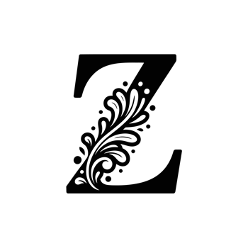 An ornate letter Z is adorned with intricate floral patterns, giving it an elegant and sophisticated appearance. cutouts png