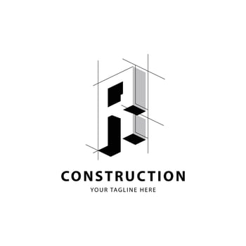 Letter R logo for construction and architecture. Property logo template illustration for your brand. vector