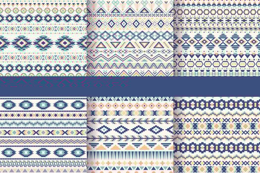 Set of six ethnic seamless tribal patterns. vector