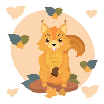 Cartoon squirrel autumn Animal. vector