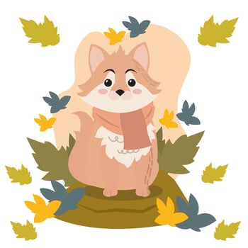 Cute Autumn Squirrel with Scarf. vector