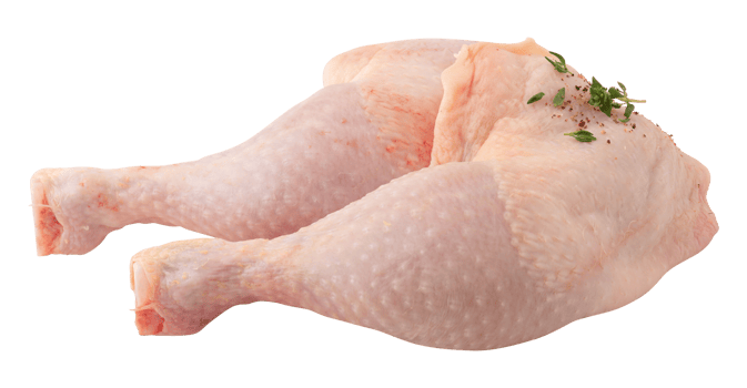 Fresh chicken legs with chili flakes cut out isolated transparent background png