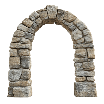Ancient Stone Archway with Weathered Stones Isolated at Transparent Background png