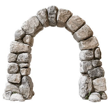 Ancient Stone Archway with Weathered Stones Isolated at the Transparent Background png