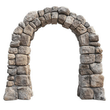 Ancient Stone Archway with Weathered Stones Isolated on the Transparent Background png