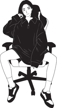 Girl in Oversized Sweater Sitting in a Gaming Chair vector
