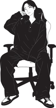 Girl in Black Clothing Sitting on a Gaming Chair vector