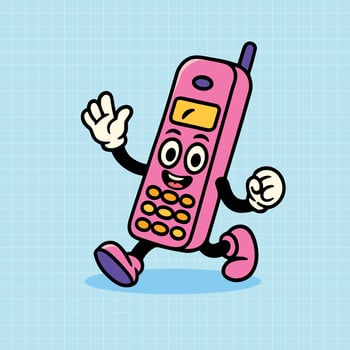 Hand drawn Retro Mascot Cellphone cartoon illustration vector