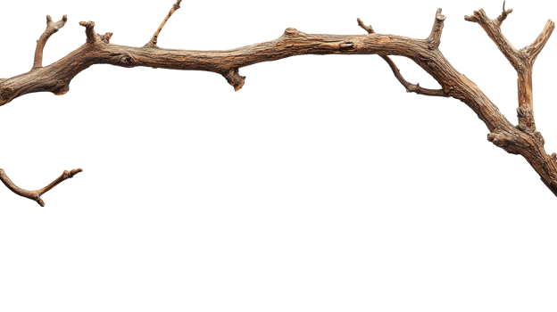 Rustic Wooden Branch Isolated on Transparent Background png