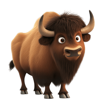 Brown Bison Character png