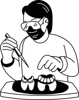 Doodle style illustration of dental expert vector