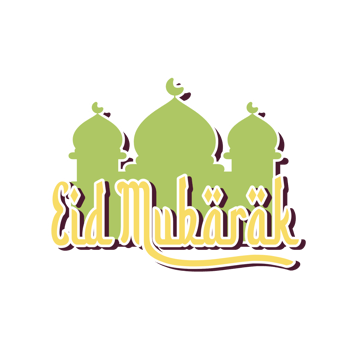 eid mubarak greeting card with mosque text typography png