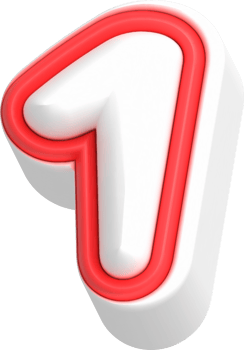 Number 1, Cartoon Cute 3D, Red Color Lettering png