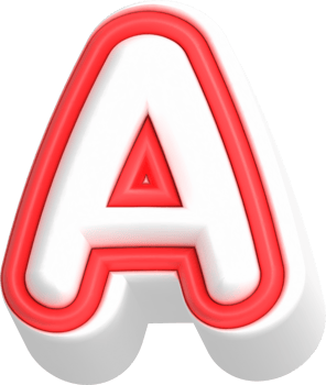 Letter A, Cartoon Cute 3D, Red Color Lettering png