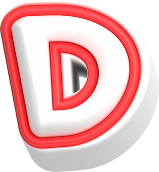 Letter D, Cartoon Cute 3D, Red Color Lettering png