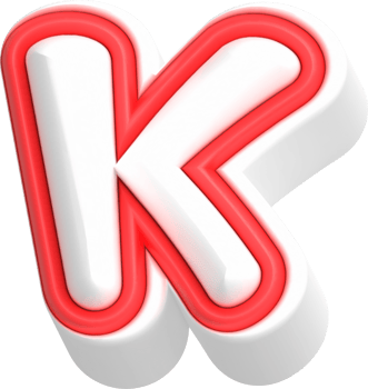 Letter K, Cartoon Cute 3D, Red Color Lettering png