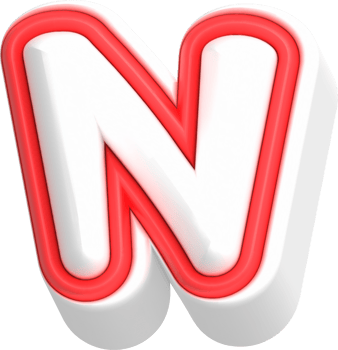 Letter N, Cartoon Cute 3D, Red Color Lettering png