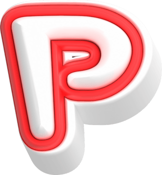 Letter P, Cartoon Cute 3D, Red Color Lettering png