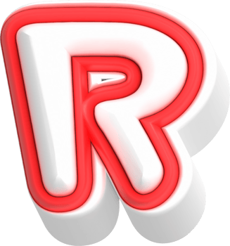 Letter R, Cartoon Cute 3D, Red Color Lettering png