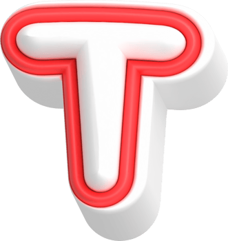 Letter T, Cartoon Cute 3D, Red Color Lettering png
