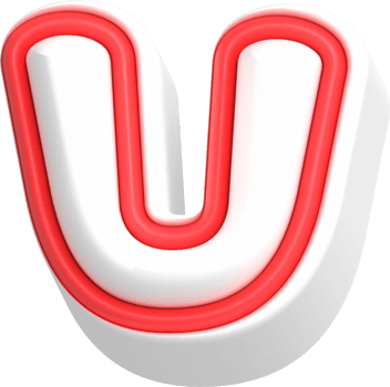 Letter U, Cartoon Cute 3D, Red Color Lettering png