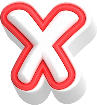 Letter X, Cartoon Cute 3D, Red Color Lettering png