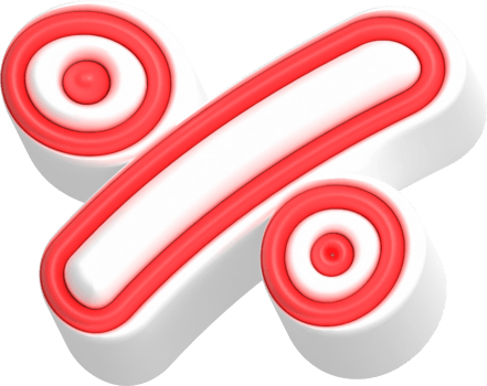 Percent, Cartoon Cute 3D, Red Color Lettering png