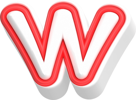 Letter W, Cartoon Cute 3D, Red Color Lettering png