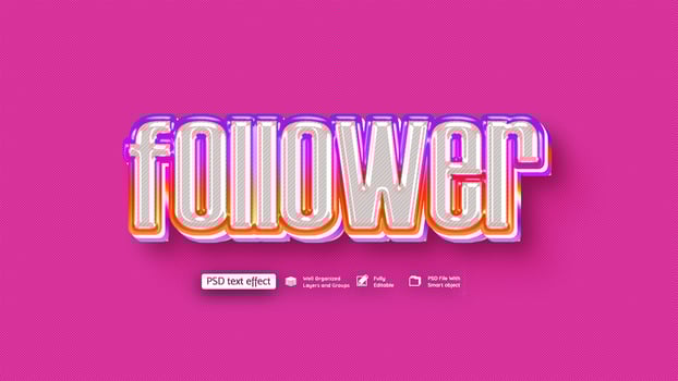 Follower Editable Text Effect psd