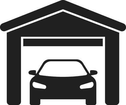 Minimalist Garage with Car Silhouette Icon vector