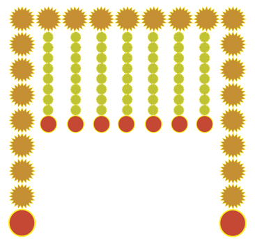 a frame with yellow and orange dots and circles png