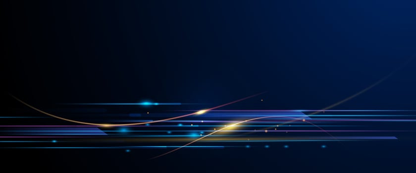 Abstract neon light, pattern line and space. Purple, blue, green, gold with gradient color background. Illustration graphic design for banner, background. Energy digital technology concept vector