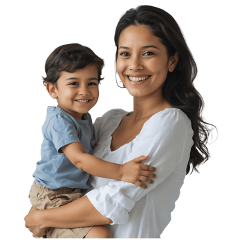 Smiling Mom Hugging Child High-Quality Family Stock Image png