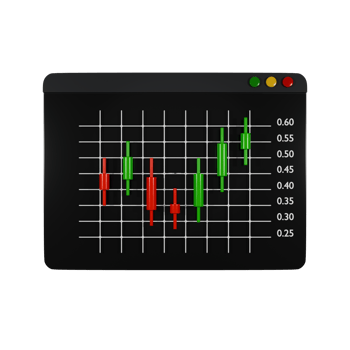 3d render stock market graph on monitor illustration png