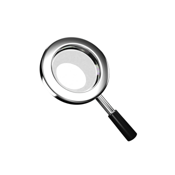 3d render isolated silver magnifying glass illustration png