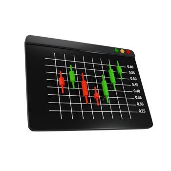 Perspective views 3d render stock market graph on monitor illustration png