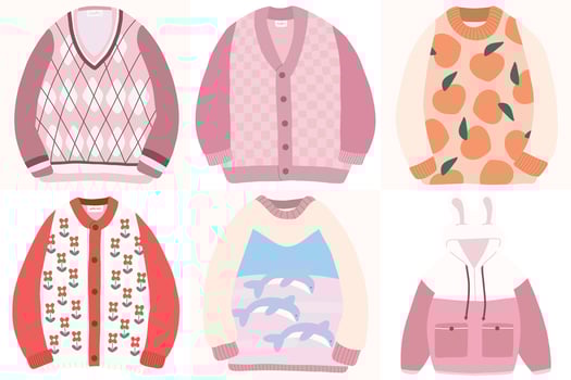 Set of cute sweater for winter cardigan hoodie illustration vector