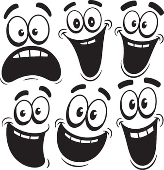 cartoon faces showing different emotions vector