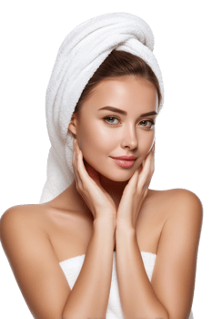 Ukrainian beauty enjoying a skin care spa treatment with healthy, radiant skin against a pure transparent background png