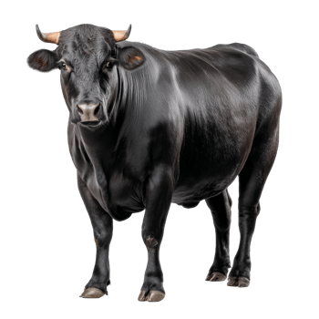 Elegant angus cow stands confidently, showcasing its robust physique against a transparent backdrop png