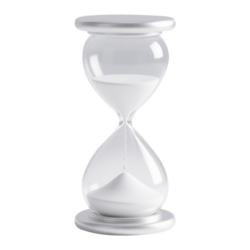 Hourglass with flowing sand, time measurement concept png