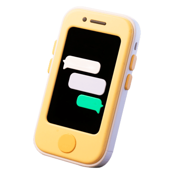 3D Cartoon Smartphone with Messaging Bubbles png