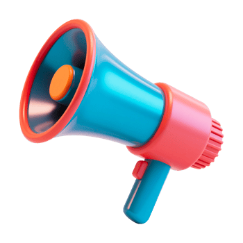 3D Cartoon Megaphone for Announcements and Promotions concept png