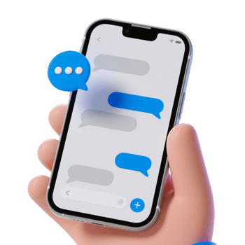 3D Render of Smartphone with Chat Bubbles png