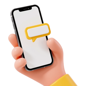 3D Cartoon Hand Holding a Smartphone with a Message Bubble png