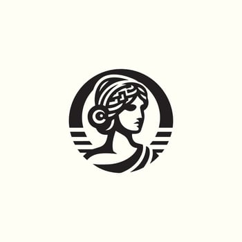 beauty woman's head in a circle logo vector