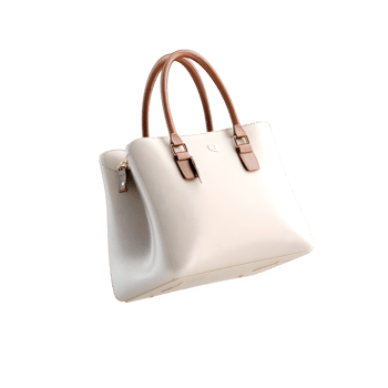 Elegant Cream Leather Handbag with Brown Handles Fashion Accessory for Women Stylish Tote Bag Design png