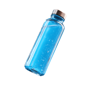 Refreshing Glass Water Bottle Falling Blue Background Hydration Drink Product Mockup png